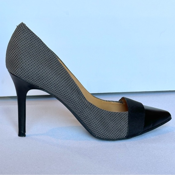 AUDREY BROOKE Womens Heels Abbie Embossed Gray Black Polka Dot 3.5” Heel Size 7 - Picture 7 of 16